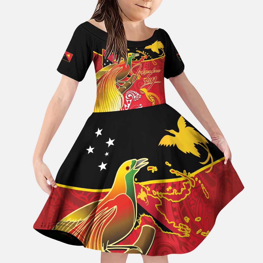Papua New Guinea Independence Day Family Matching Puletasi and Hawaiian Shirt Happy Anniversary 50th Bird-of-paradise Melanesian Tattoos - Polynesian Pride