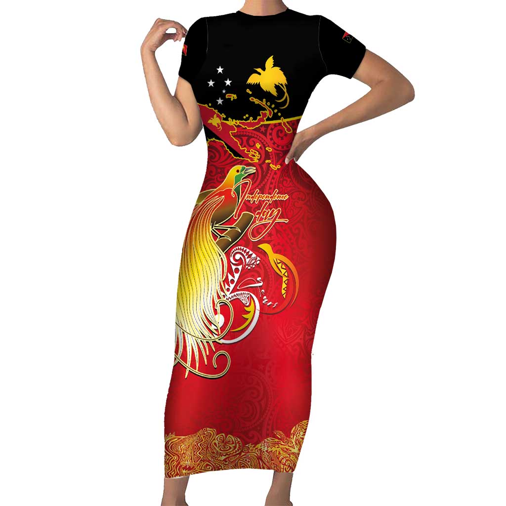 Papua New Guinea Independence Day Family Matching Short Sleeve Bodycon Dress and Hawaiian Shirt Happy Anniversary 50th Bird-of-paradise Melanesian Tattoos - Polynesian Pride