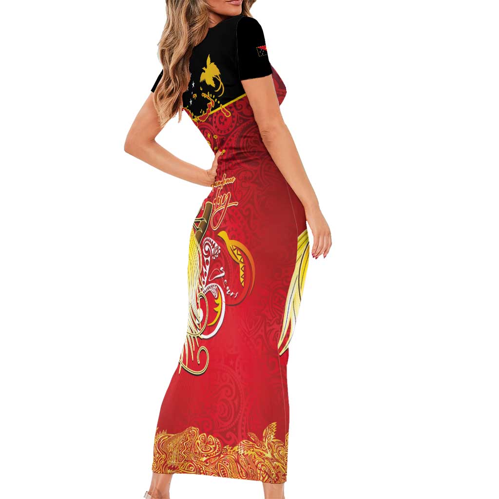 Papua New Guinea Independence Day Family Matching Short Sleeve Bodycon Dress and Hawaiian Shirt Happy Anniversary 50th Bird-of-paradise Melanesian Tattoos - Polynesian Pride