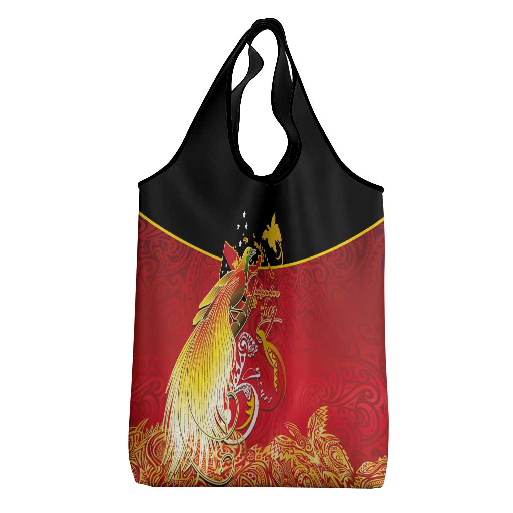 Papua New Guinea Independence Day Grocery Bag Happy Anniversary 50th Bird-of-paradise Melanesian Tattoos - Polynesian Pride