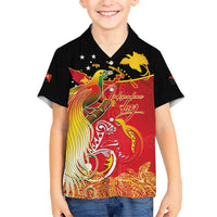 Papua New Guinea Independence Day Kid Hawaiian Shirt Happy Anniversary 50th Bird-of-paradise Melanesian Tattoos - Polynesian Pride