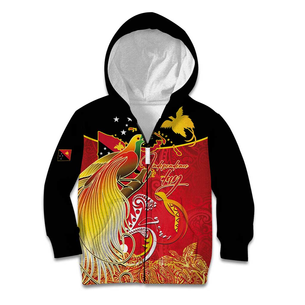 Papua New Guinea Independence Day Kid Hoodie Happy Anniversary 50th Bird-of-paradise Melanesian Tattoos - Polynesian Pride