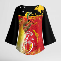 Papua New Guinea Independence Day Kimono Sleeve Blouse Happy Anniversary 50th Bird-of-paradise Melanesian Tattoos - Polynesian Pride