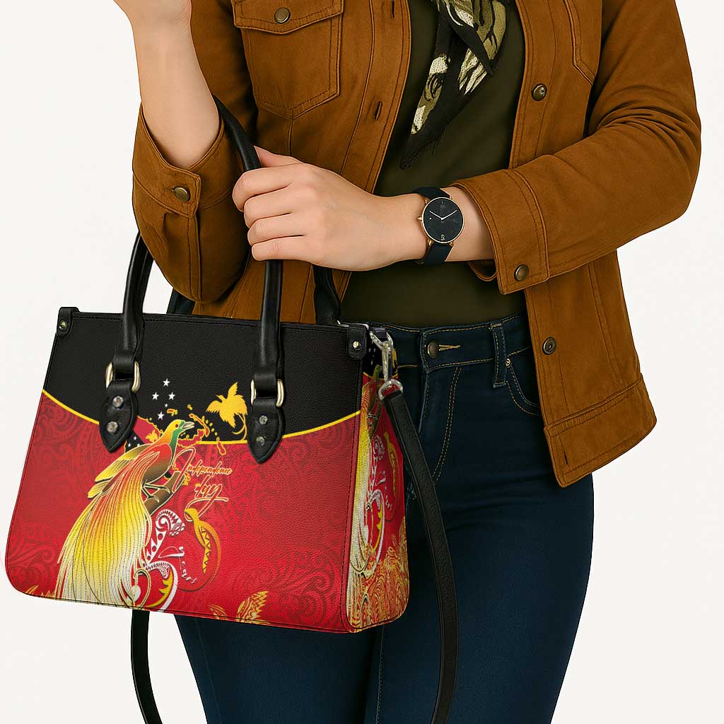 Papua New Guinea Independence Day Leather Bag Happy Anniversary 50th Bird-of-paradise Melanesian Tattoos - Polynesian Pride