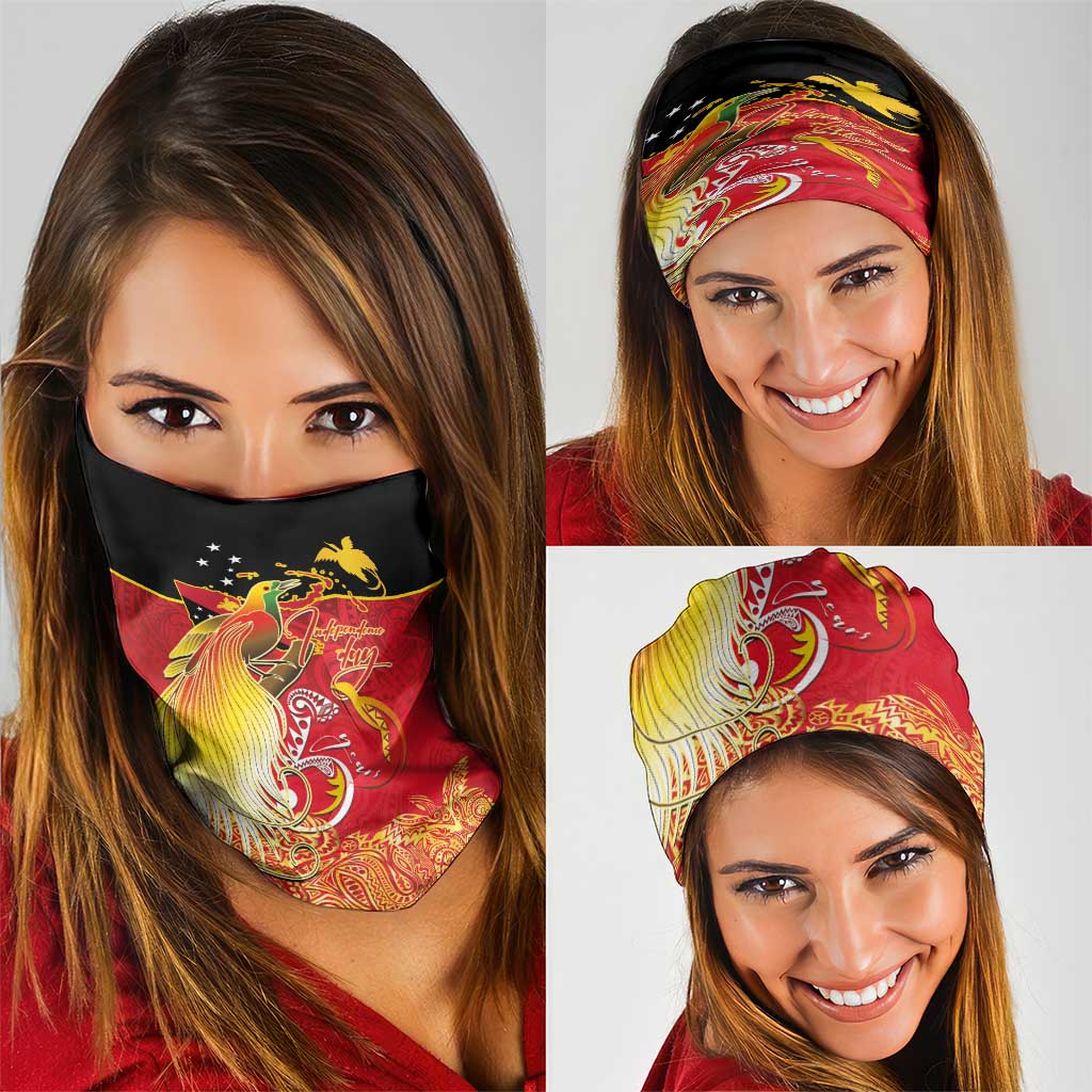 Papua New Guinea Independence Day Neck Gaiter Happy Anniversary 50th Bird-of-paradise Melanesian Tattoos - Polynesian Pride