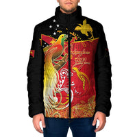 Papua New Guinea Independence Day Padded Jacket Happy Anniversary 50th Bird-of-paradise Melanesian Tattoos - Polynesian Pride