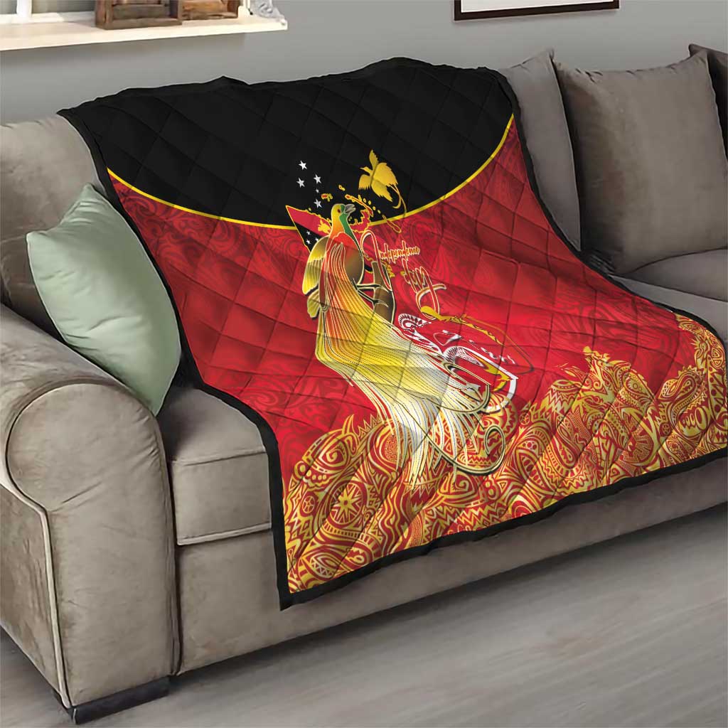 Papua New Guinea Independence Day Quilt Happy Anniversary 50th Bird-of-paradise Melanesian Tattoos - Polynesian Pride