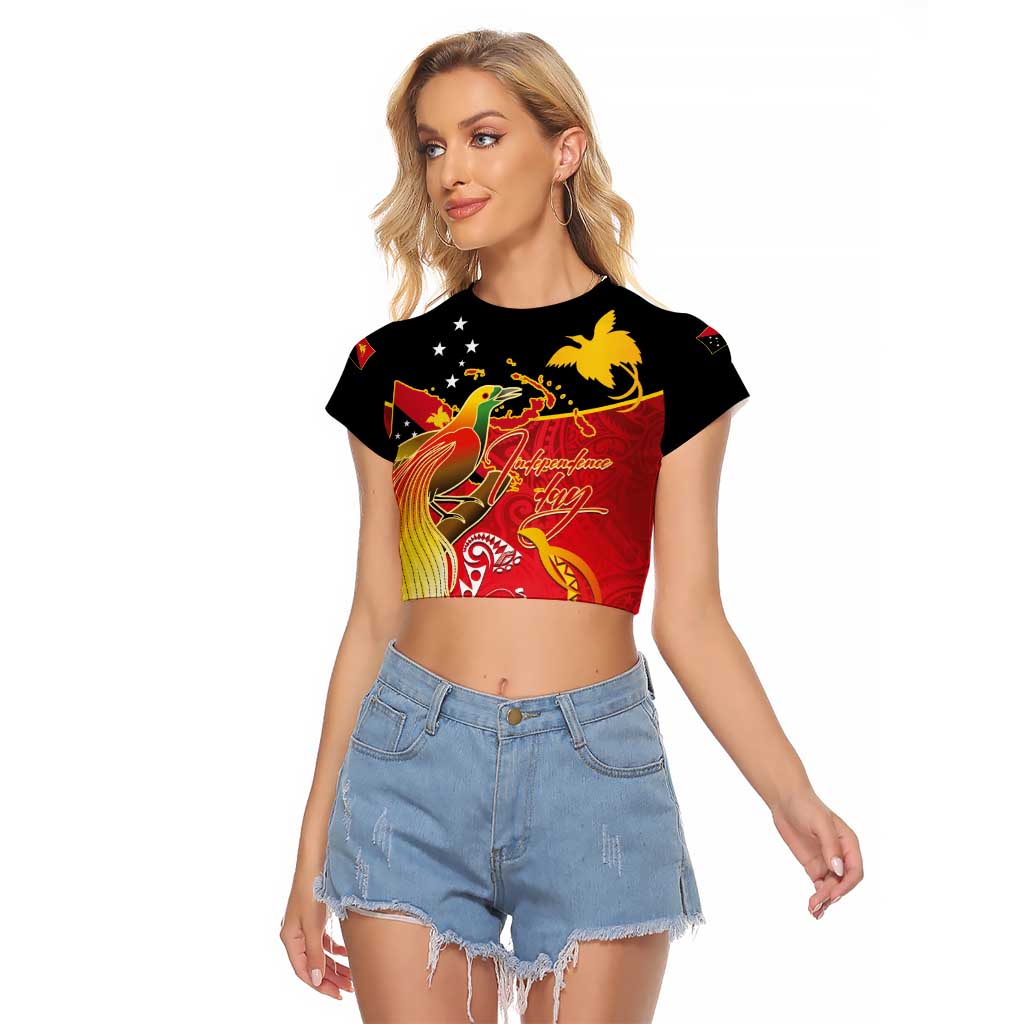 Papua New Guinea Independence Day Raglan Cropped T Shirt Happy Anniversary 50th Bird-of-paradise Melanesian Tattoos - Polynesian Pride