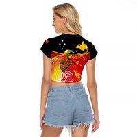 Papua New Guinea Independence Day Raglan Cropped T Shirt Happy Anniversary 50th Bird-of-paradise Melanesian Tattoos - Polynesian Pride