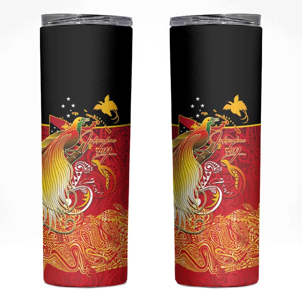 Papua New Guinea Independence Day Skinny Tumbler Happy Anniversary 50th Bird-of-paradise Melanesian Tattoos - Polynesian Pride