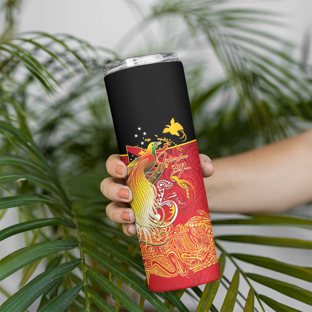 Papua New Guinea Independence Day Skinny Tumbler Happy Anniversary 50th Bird-of-paradise Melanesian Tattoos - Polynesian Pride