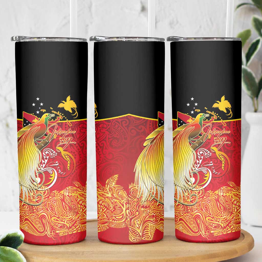 Papua New Guinea Independence Day Skinny Tumbler Happy Anniversary 50th Bird-of-paradise Melanesian Tattoos - Polynesian Pride