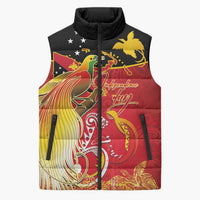 Papua New Guinea Independence Day Sleeveless Puffer Jacket Happy Anniversary 50th Bird-of-paradise Melanesian Tattoos - Polynesian Pride