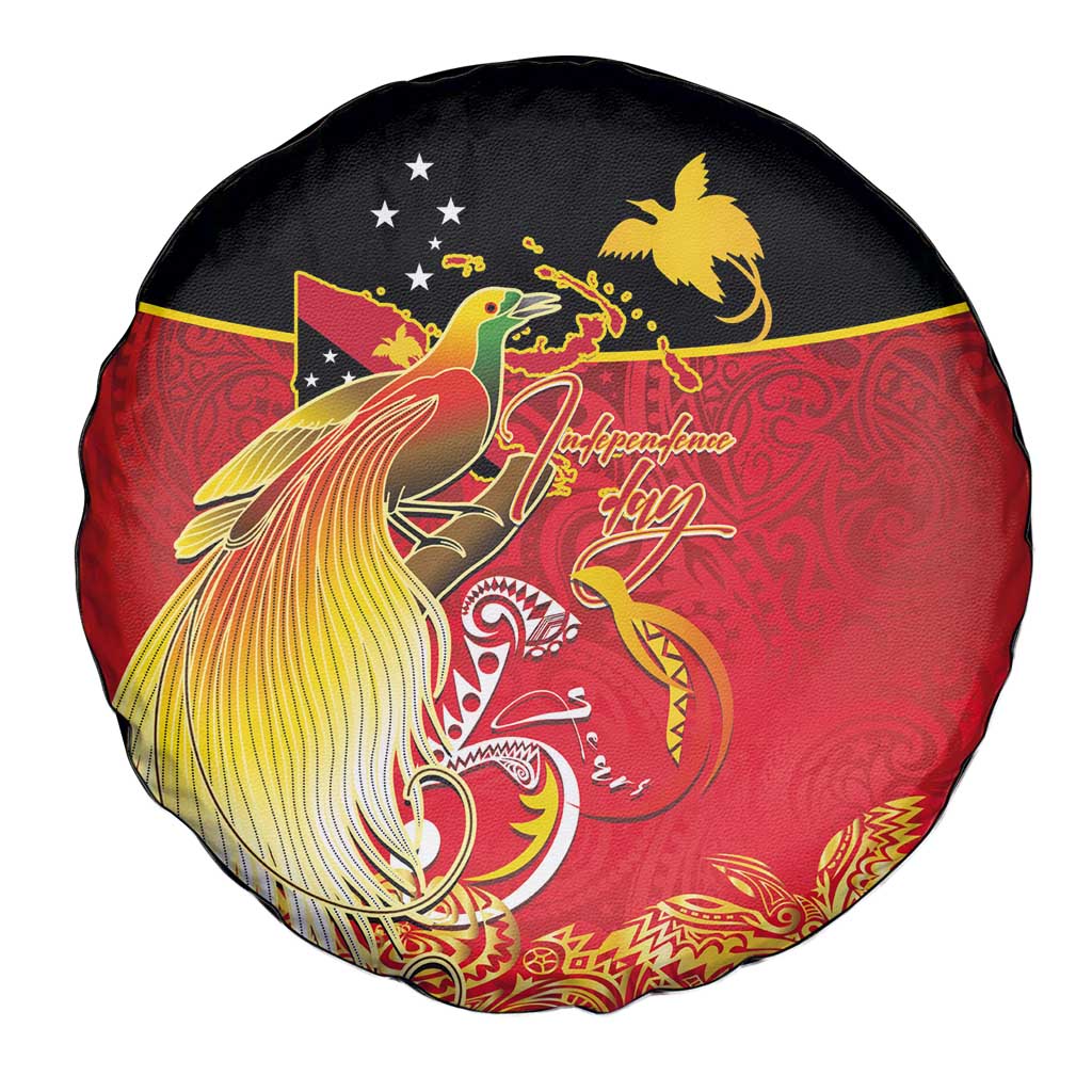 Papua New Guinea Independence Day Spare Tire Cover Happy Anniversary 50th Bird-of-paradise Melanesian Tattoos - Polynesian Pride