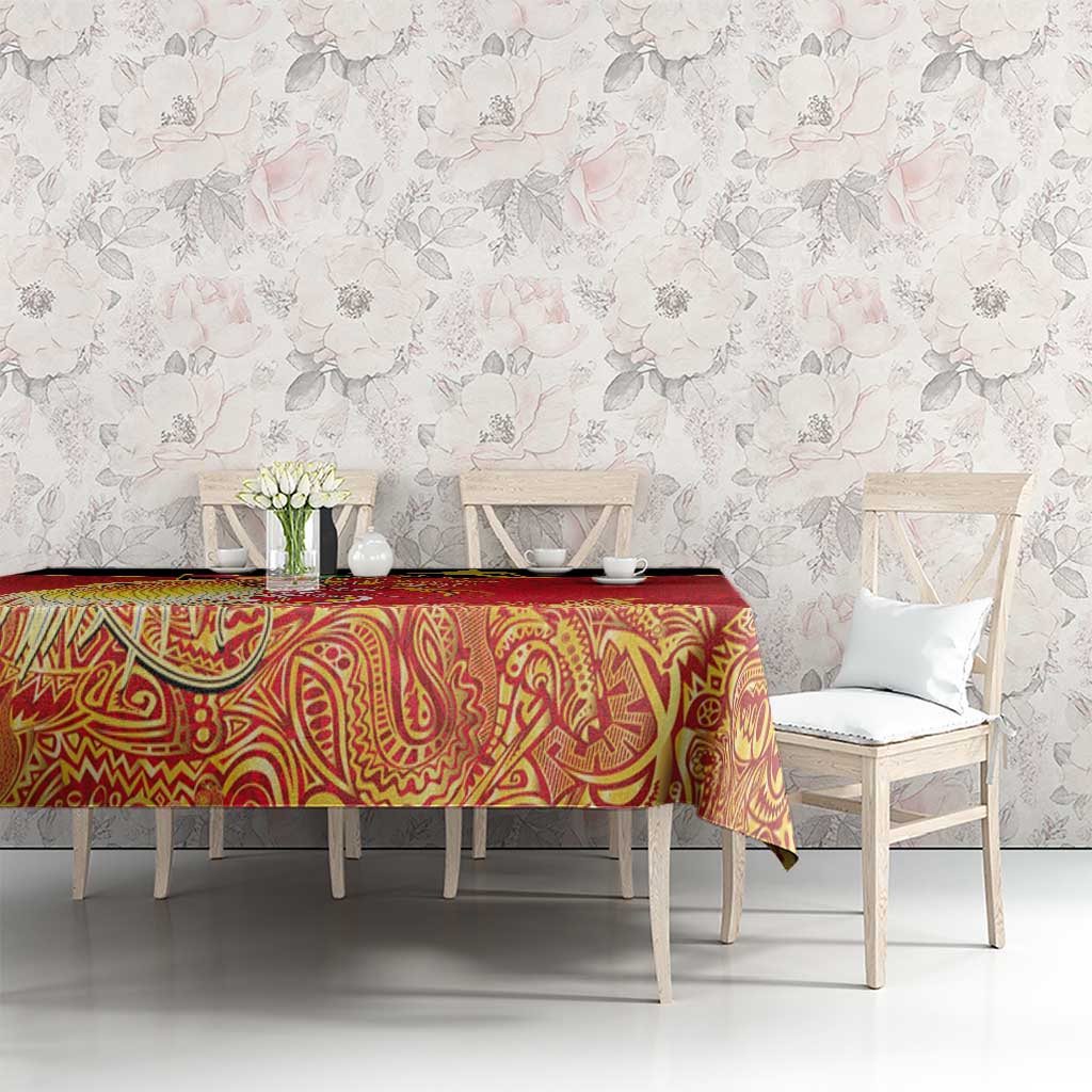 Papua New Guinea Independence Day Tablecloth Happy Anniversary 50th Bird-of-paradise Melanesian Tattoos - Polynesian Pride