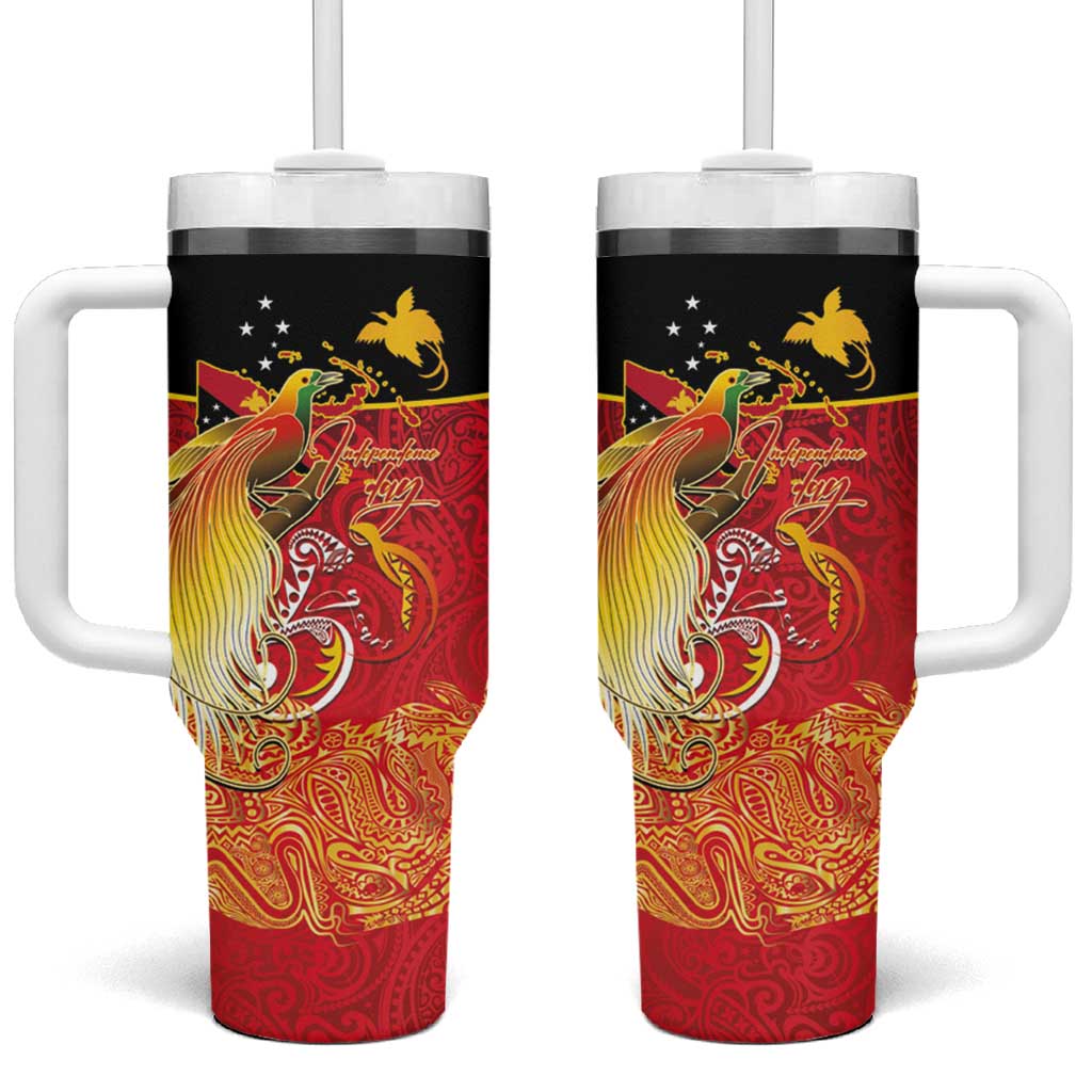 Papua New Guinea Independence Day Tumbler With Handle Happy Anniversary 50th Bird-of-paradise Melanesian Tattoos - Polynesian Pride
