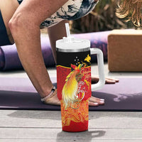 Papua New Guinea Independence Day Tumbler With Handle Happy Anniversary 50th Bird-of-paradise Melanesian Tattoos - Polynesian Pride