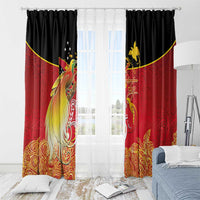 Papua New Guinea Independence Day Window Curtain Happy Anniversary 50th Bird-of-paradise Melanesian Tattoos - Polynesian Pride
