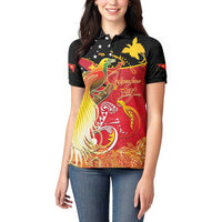 Papua New Guinea Independence Day Women Polo Shirt Happy Anniversary 50th Bird-of-paradise Melanesian Tattoos - Polynesian Pride