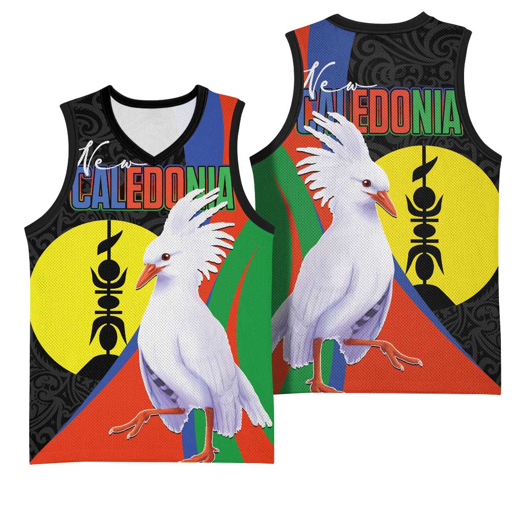 New Caledonia Basketball Jersey Kagu Bird and The Seal with Melanesian Culture - Polynesian Pride