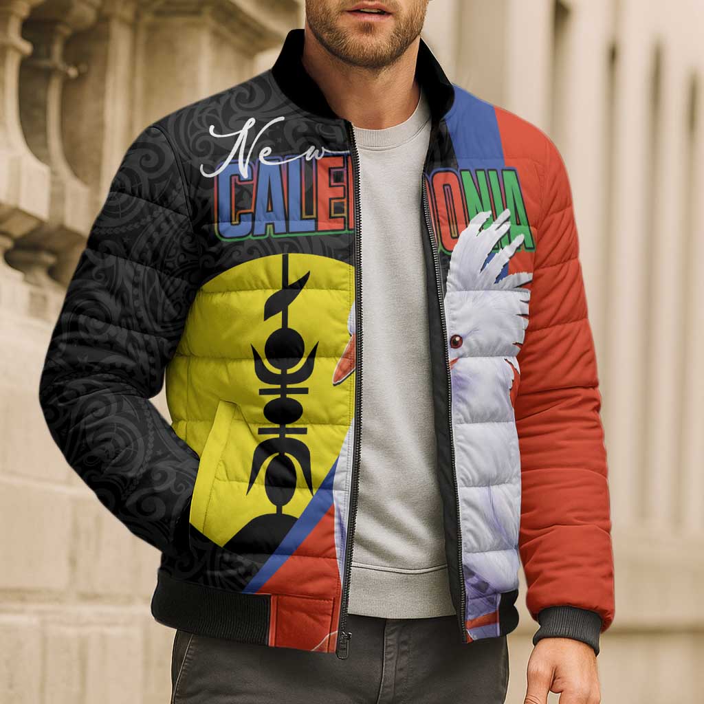 New Caledonia Bomber Puffer Jacket Kagu Bird and The Seal with Melanesian Culture - Polynesian Pride