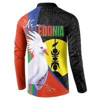 New Caledonia Button Sweatshirt Kagu Bird and The Seal with Melanesian Culture - Polynesian Pride