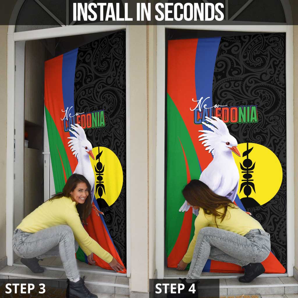 New Caledonia Door Cover Kagu Bird and The Seal with Melanesian Culture - Polynesian Pride