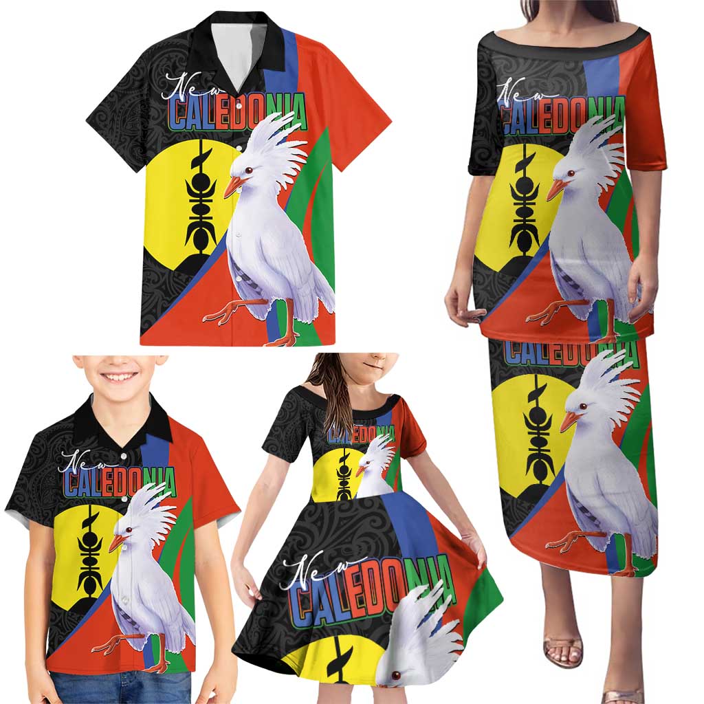New Caledonia Family Matching Puletasi and Hawaiian Shirt Kagu Bird and The Seal with Melanesian Culture - Polynesian Pride