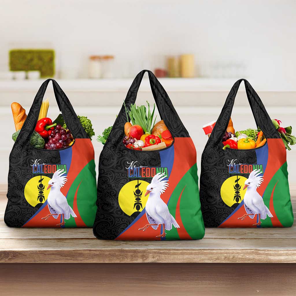 New Caledonia Grocery Bag Kagu Bird and The Seal with Melanesian Culture - Polynesian Pride