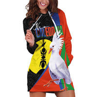 New Caledonia Hoodie Dress Kagu Bird and The Seal with Melanesian Culture - Polynesian Pride