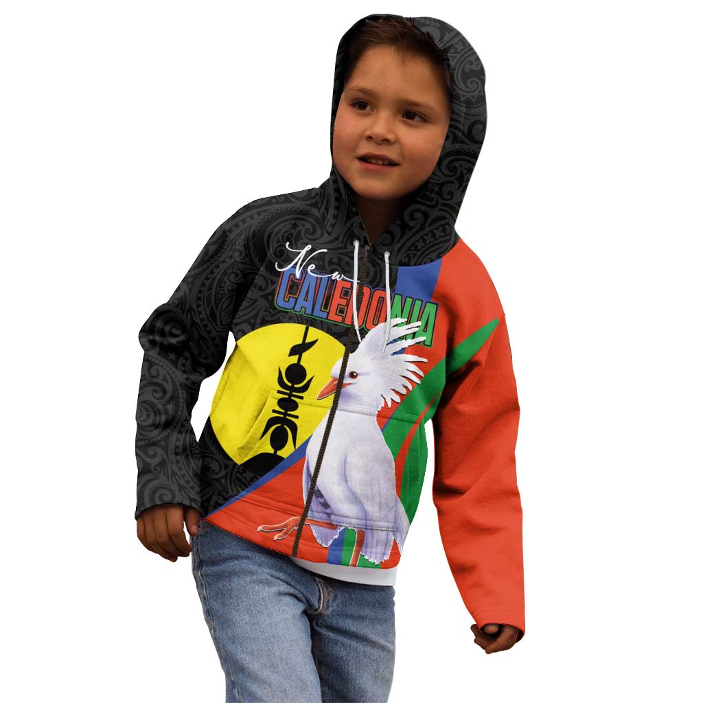 New Caledonia Kid Hoodie Kagu Bird and The Seal with Melanesian Culture - Polynesian Pride