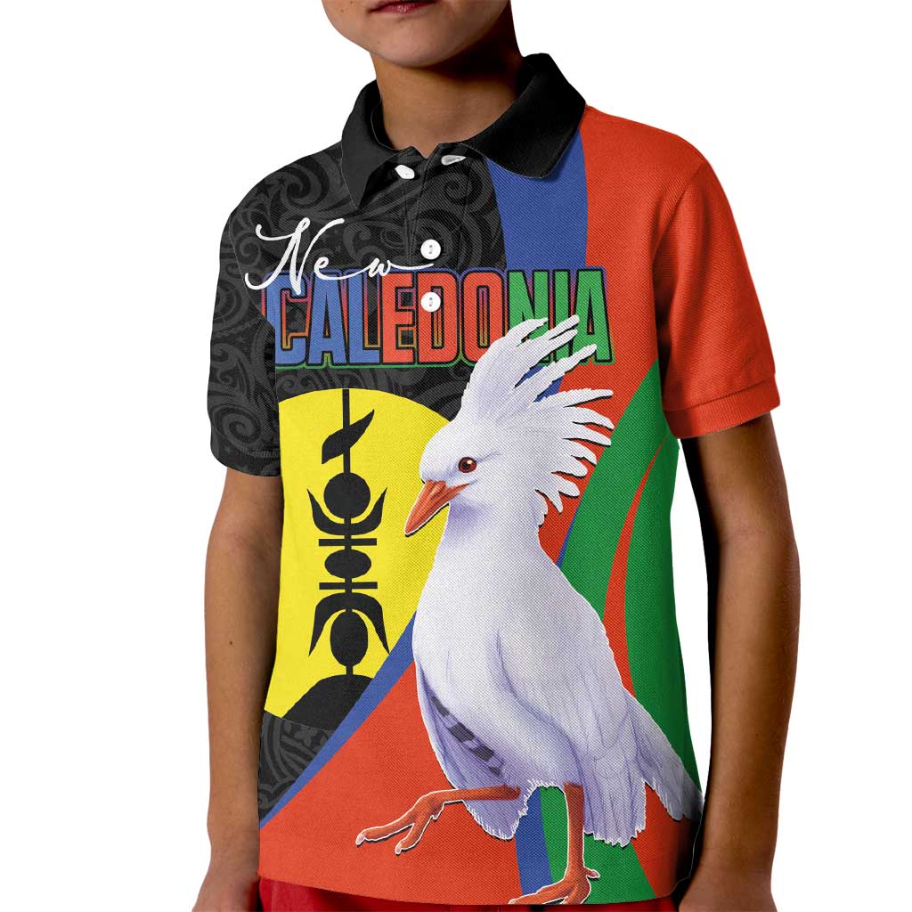 New Caledonia Kid Polo Shirt Kagu Bird and The Seal with Melanesian Culture - Polynesian Pride