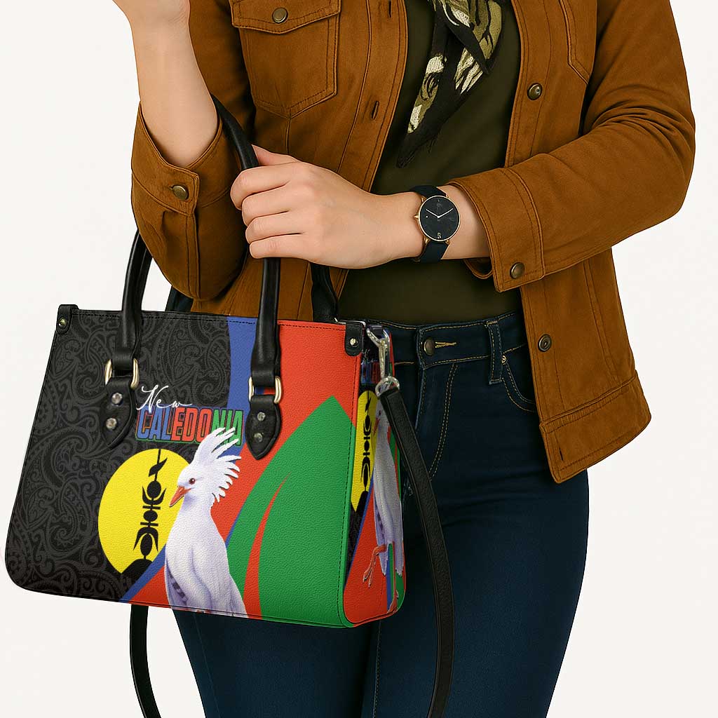 New Caledonia Leather Bag Kagu Bird and The Seal with Melanesian Culture - Polynesian Pride