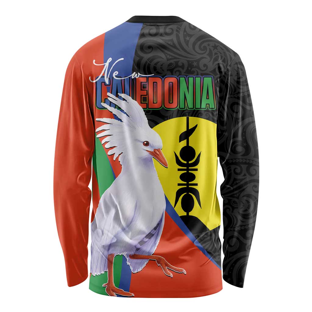 New Caledonia Long Sleeve Shirt Kagu Bird and The Seal with Melanesian Culture - Polynesian Pride