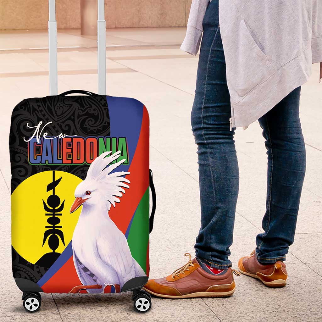New Caledonia Luggage Cover Kagu Bird and The Seal with Melanesian Culture - Polynesian Pride