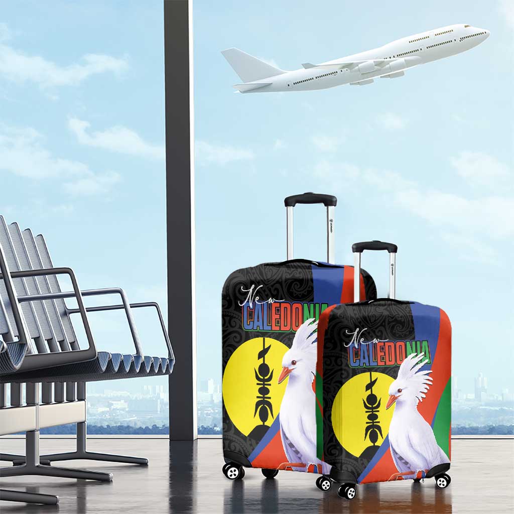 New Caledonia Luggage Cover Kagu Bird and The Seal with Melanesian Culture - Polynesian Pride