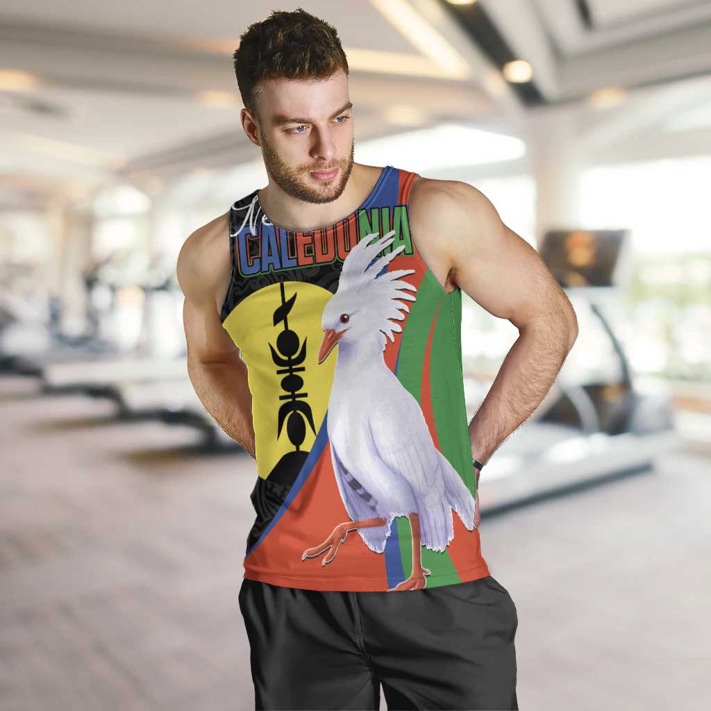 New Caledonia Men Tank Top Kagu Bird and The Seal with Melanesian Culture - Polynesian Pride