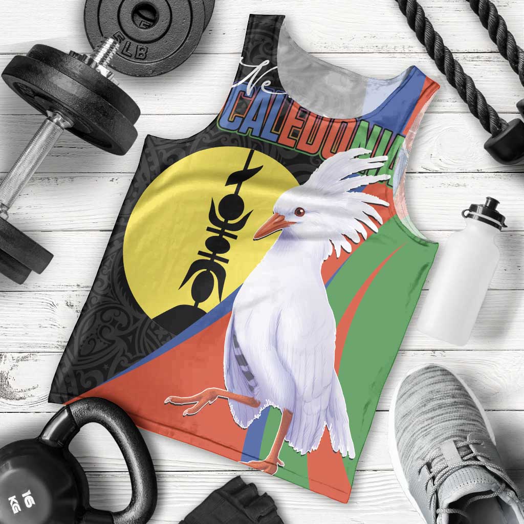 New Caledonia Men Tank Top Kagu Bird and The Seal with Melanesian Culture - Polynesian Pride