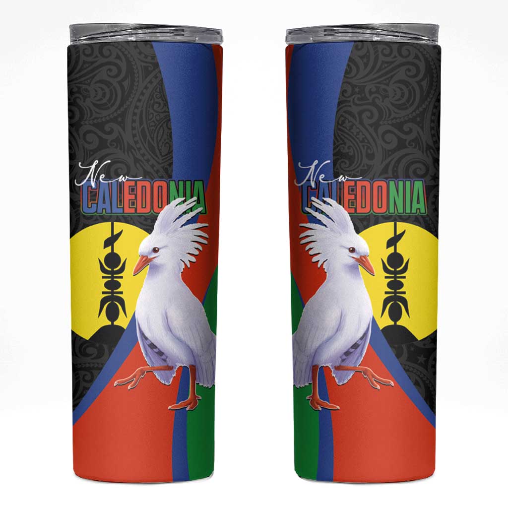 New Caledonia Skinny Tumbler Kagu Bird and The Seal with Melanesian Culture - Polynesian Pride