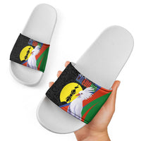 New Caledonia Slide Sandals Kagu Bird and The Seal with Melanesian Culture - Polynesian Pride