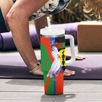 New Caledonia Tumbler With Handle Kagu Bird and The Seal with Melanesian Culture - Polynesian Pride