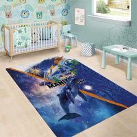 Marshall Islands Manit Day Area Rug Grunge National Flag with Whales and Tribal Tattoos - Polynesian Pride