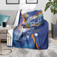 Marshall Islands Manit Day Blanket Grunge National Flag with Whales and Tribal Tattoos - Polynesian Pride