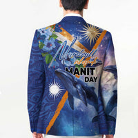 Marshall Islands Manit Day Blazer Grunge National Flag with Whales and Tribal Tattoos - Polynesian Pride