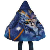 Marshall Islands Manit Day Cloak Grunge National Flag with Whales and Tribal Tattoos - Polynesian Pride