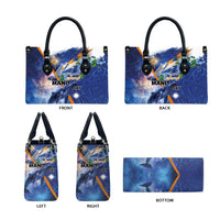 Marshall Islands Manit Day Leather Bag Grunge National Flag with Whales and Tribal Tattoos - Polynesian Pride