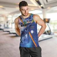 Marshall Islands Manit Day Men Tank Top Grunge National Flag with Whales and Tribal Tattoos - Polynesian Pride
