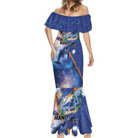 Marshall Islands Manit Day Mermaid Dress Grunge National Flag with Whales and Tribal Tattoos - Polynesian Pride