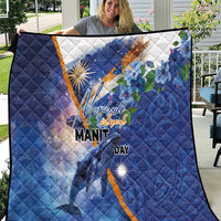 Marshall Islands Manit Day Quilt Grunge National Flag with Whales and Tribal Tattoos - Polynesian Pride