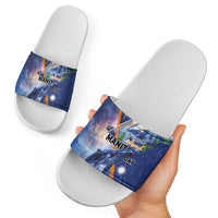 Marshall Islands Manit Day Slide Sandals Grunge National Flag with Whales and Tribal Tattoos - Polynesian Pride